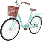 Micozy Womens Bikes Beach Cruiser Bike 26in Retro Bicycle Classic Bicycle with Basket Single Speed Bicycle Commuter Bicycle with Comfortable Seats and Back Seats Fits 5'2''-5'10'' [US in Stock]