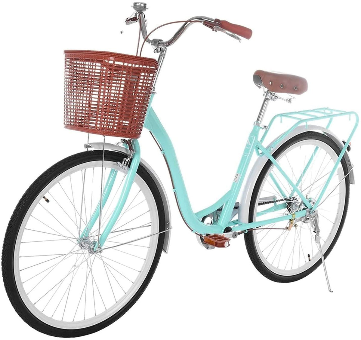 Micozy Womens Bikes Beach Cruiser Bike 26in Retro Bicycle Classic Bicycle with Basket Single Speed Bicycle Commuter Bicycle with Comfortable Seats and Back Seats Fits 5'2''-5'10'' [US in Stock]