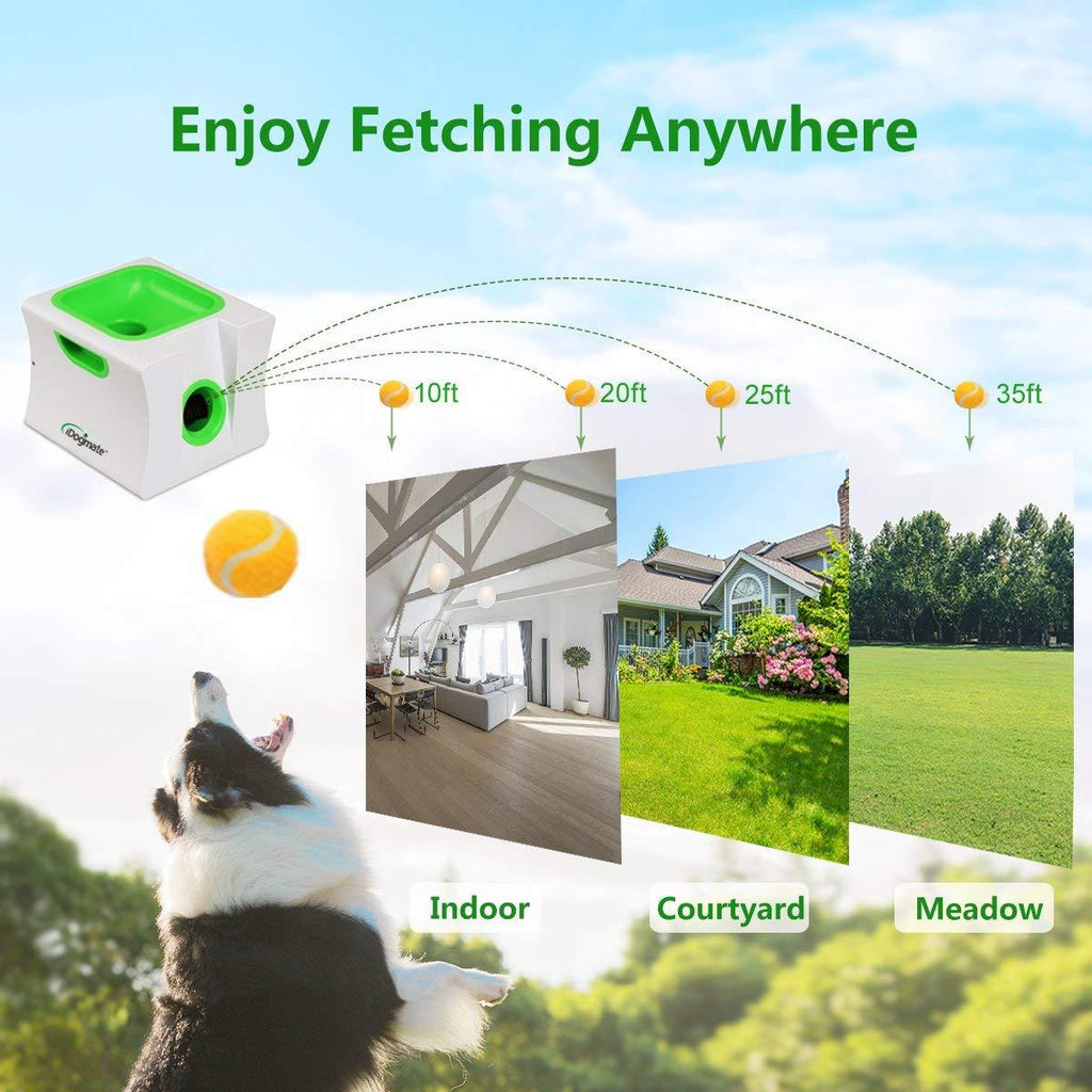 IDOGMATE Ball Launcher Rechargeable Ball Thrower Automatic Tennis Ball Launcher Remote Interactive Fetch Machine with 5 Safe Balls (Small - Mini)