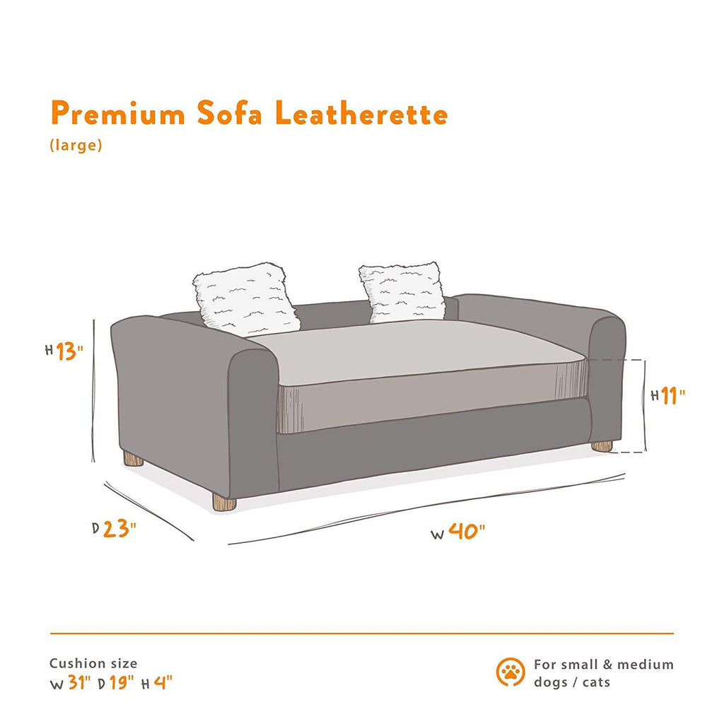 Moots Premium Leatherette Pets Sofa Charcoal, Large