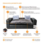 Moots Premium Leatherette Pets Sofa Charcoal, Large