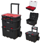 Stack-n-Roll Modular Tools Organizer for GaraStoraand DIY, 3 Piece Resin Rolling Tool Box System for Small Parts, Black