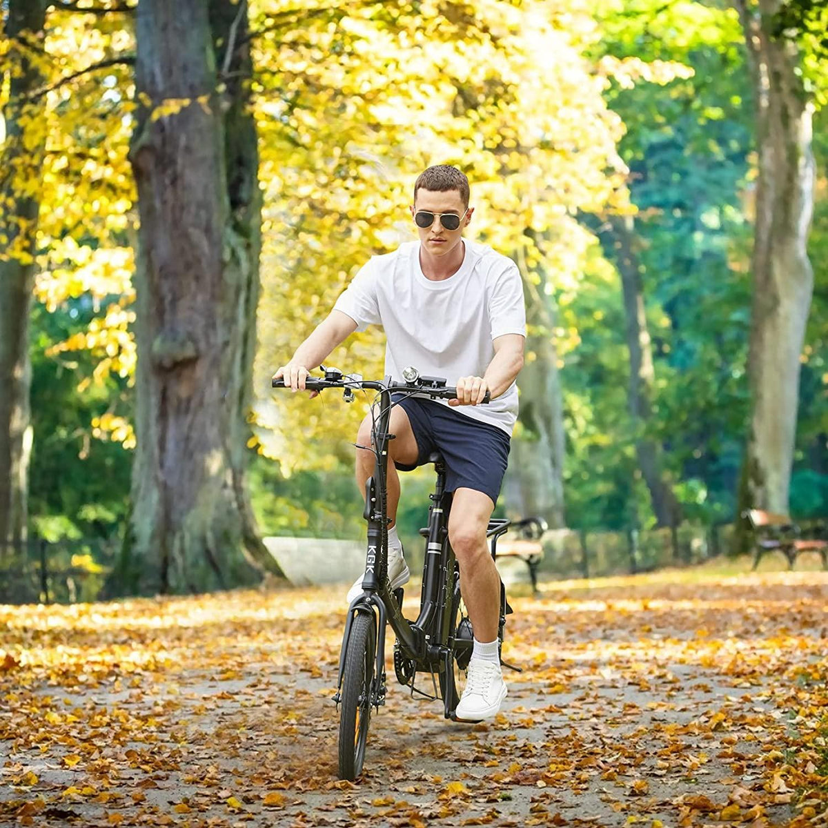 KGK 20" Folding Electric Bike for Adults Teens 20Mph 50Miles Electric Bicycle Commuter Bike for People Aged 14 to 75, Throttle &amp; Pedal Assist Adult Ebike,36V 10.4A Removable Battery, Full Suspension