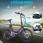 KGK 20" Folding Electric Bike for Adults Teens 20Mph 50Miles Electric Bicycle Commuter Bike for People Aged 14 to 75, Throttle &amp; Pedal Assist Adult Ebike,36V 10.4A Removable Battery, Full Suspension