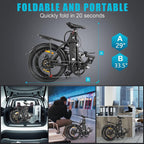 KGK 20" Folding Electric Bike for Adults Teens 20Mph 50Miles Electric Bicycle Commuter Bike for People Aged 14 to 75, Throttle &amp; Pedal Assist Adult Ebike,36V 10.4A Removable Battery, Full Suspension