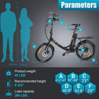 KGK 20" Folding Electric Bike for Adults Teens 20Mph 50Miles Electric Bicycle Commuter Bike for People Aged 14 to 75, Throttle &amp; Pedal Assist Adult Ebike,36V 10.4A Removable Battery, Full Suspension