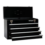Portable Metal Tool Chest with 4 Drawers, 20" 4-Drawer Tool Chest Cabinet with Ball Bearing Drawer Slides, Steel Tool StoraBox Organizer 4004 Black