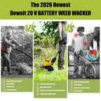 Electric Weed Wacker Cordless for Dewalt 20V Battery, 4-in-1 Battery-Powered Mower, Lightweight Cordless Weeder for Lawn, Yard and Brush Mowing (Battery Free, Yellow)