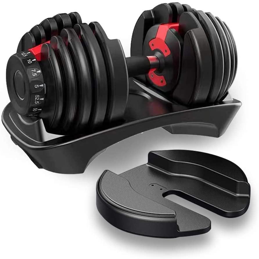 SKONYON Adjustable Dumbbell Fast Adjust Weight Dumbbell Barbell 50 Lb. Weight Dumbbell Suit for Man Women Training Equipment Exercise Strength Core Fitness Single Dumbbell Uni-Pack (Single)