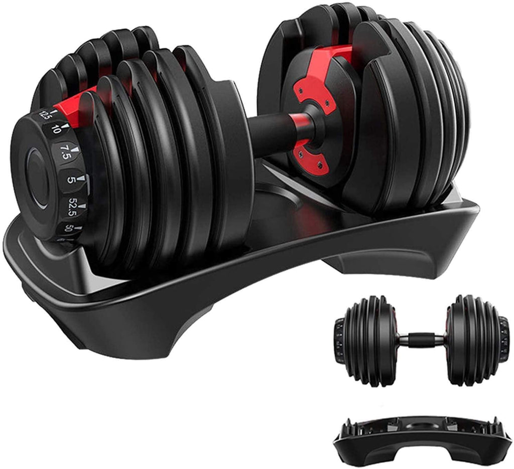 SKONYON Adjustable Dumbbell Fast Adjust Weight Dumbbell Barbell 50 Lb. Weight Dumbbell Suit for Man Women Training Equipment Exercise Strength Core Fitness Single Dumbbell Uni-Pack (Single)