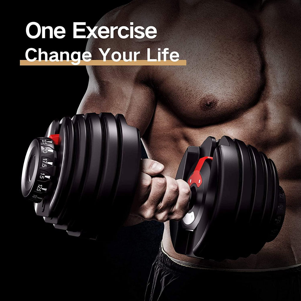 SKONYON Adjustable Dumbbell Fast Adjust Weight Dumbbell Barbell 50 Lb. Weight Dumbbell Suit for Man Women Training Equipment Exercise Strength Core Fitness Single Dumbbell Uni-Pack (Single)