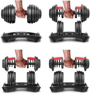 SKONYON Adjustable Dumbbell Fast Adjust Weight Dumbbell Barbell 50 Lb. Weight Dumbbell Suit for Man Women Training Equipment Exercise Strength Core Fitness Single Dumbbell Uni-Pack (Single)