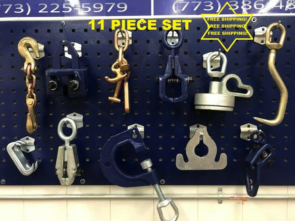 11 PIECE AUTO BODY FRAME MACHINE TOOLS AND CLAMP CHAIN SET