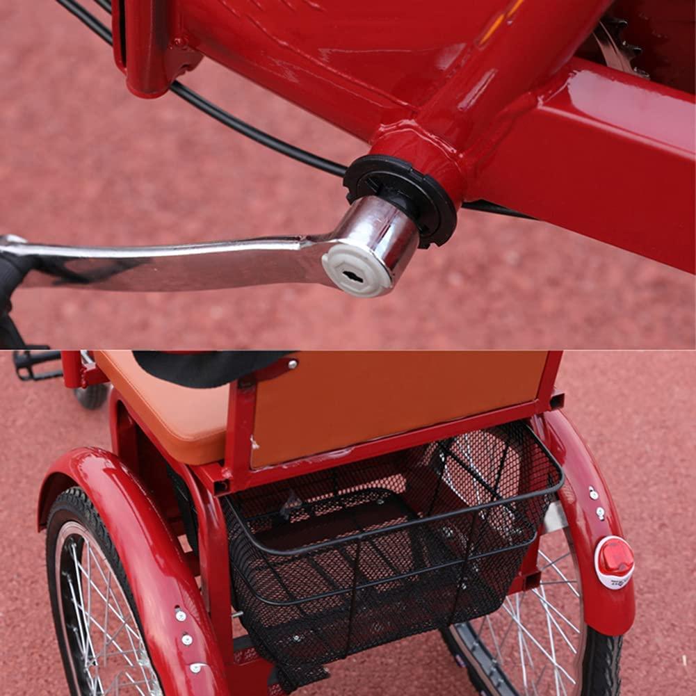 RSTJ-Sjef Foldable Tricycles for Adults with Back Seat and Shopping Basket, Single Speed 20In 3 Wheel Bike Three-Wheeled Bicycles Cruiser Trike for Man Woman,Yellow