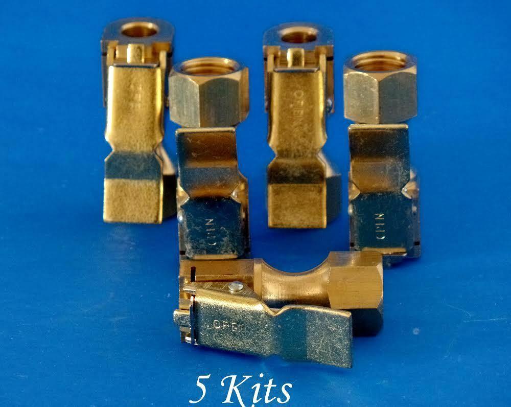 5 Kits Open Straight Brass Lock-On Tire Inflator Air Chucks