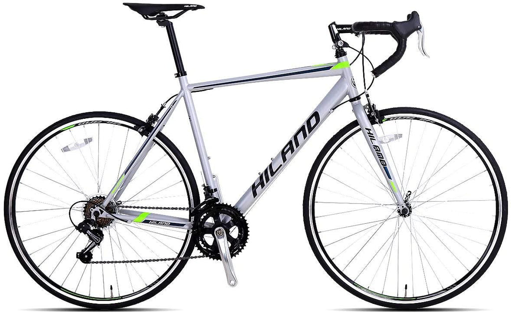 Hiland Vernier Road Bike Steel 700C Racing Bicycle for Men Urban City Commuter Bike  14 Speed Bike Silver 50cm