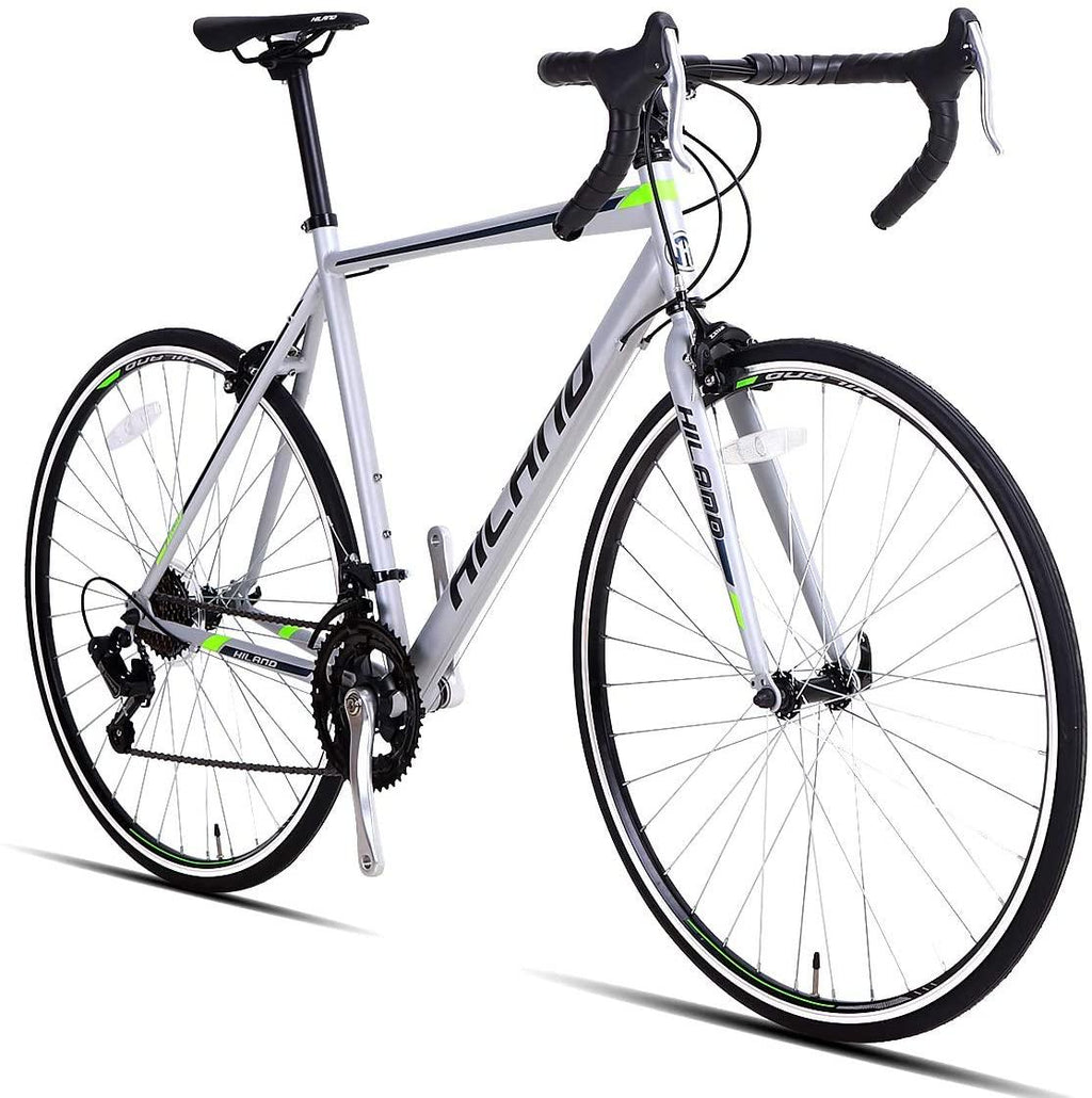 Hiland Vernier Road Bike Steel 700C Racing Bicycle for Men Urban City Commuter Bike  14 Speed Bike Silver 50cm