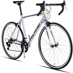 Hiland Vernier Road Bike Steel 700C Racing Bicycle for Men Urban City Commuter Bike  14 Speed Bike Silver 50cm