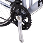 Hiland Vernier Road Bike Steel 700C Racing Bicycle for Men Urban City Commuter Bike  14 Speed Bike Silver 50cm