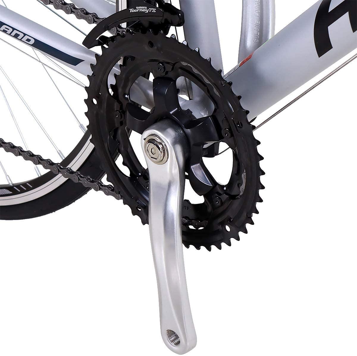Hiland Vernier Road Bike Steel 700C Racing Bicycle for Men Urban City Commuter Bike  14 Speed Bike Silver 50cm
