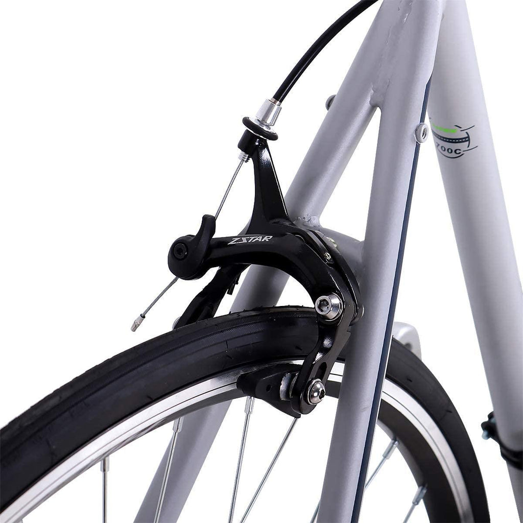 Hiland Vernier Road Bike Steel 700C Racing Bicycle for Men Urban City Commuter Bike  14 Speed Bike Silver 50cm
