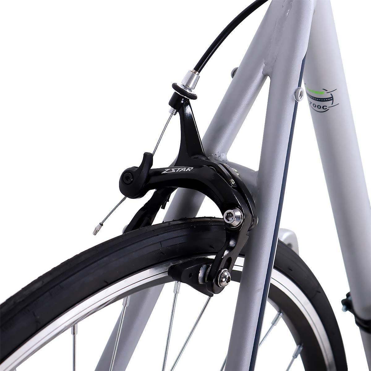 Hiland Vernier Road Bike Steel 700C Racing Bicycle for Men Urban City Commuter Bike  14 Speed Bike Silver 50cm