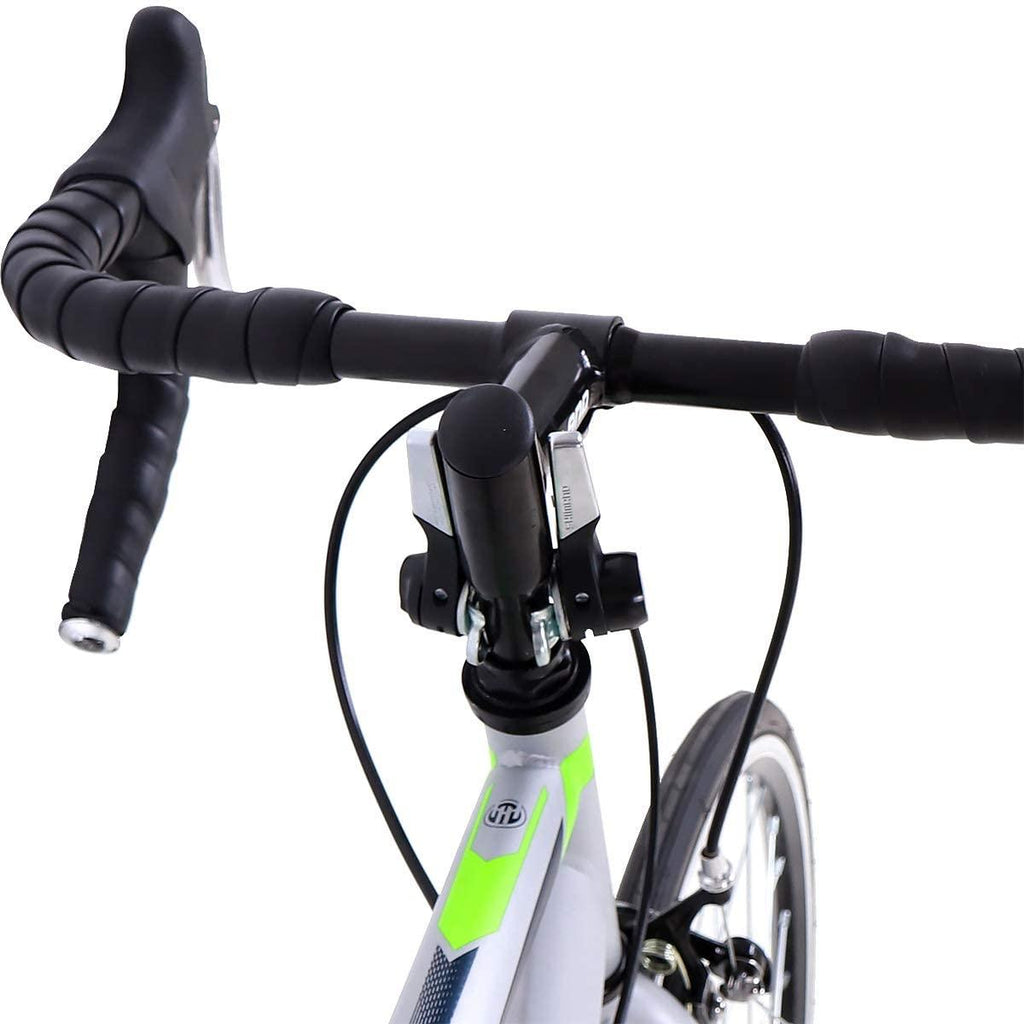 Hiland Vernier Road Bike Steel 700C Racing Bicycle for Men Urban City Commuter Bike  14 Speed Bike Silver 50cm