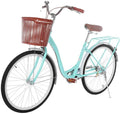 TUTAVIAW 26inch Classic Bicycle, Retro Women's Bicycle Beach Cruiser Bicycle Retro Bicycle with Comfortable Seats and Baskets &amp; Back Seats Womens Bike