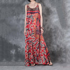 Women Long Section Silk Summer Maxi Sleeveless Dress