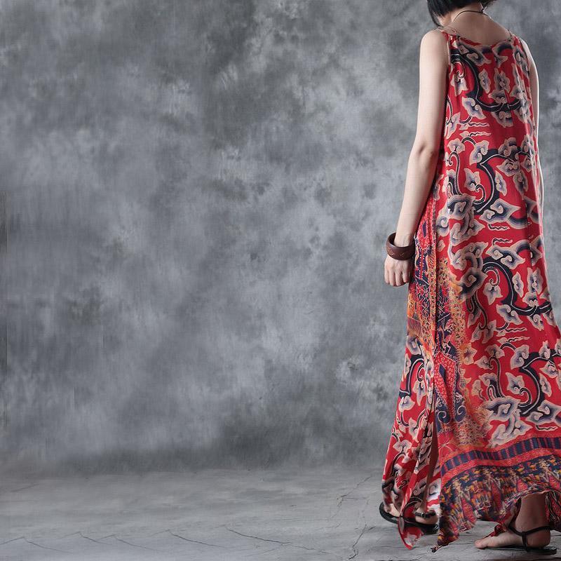 Women Long Section Silk Summer Maxi Sleeveless Dress