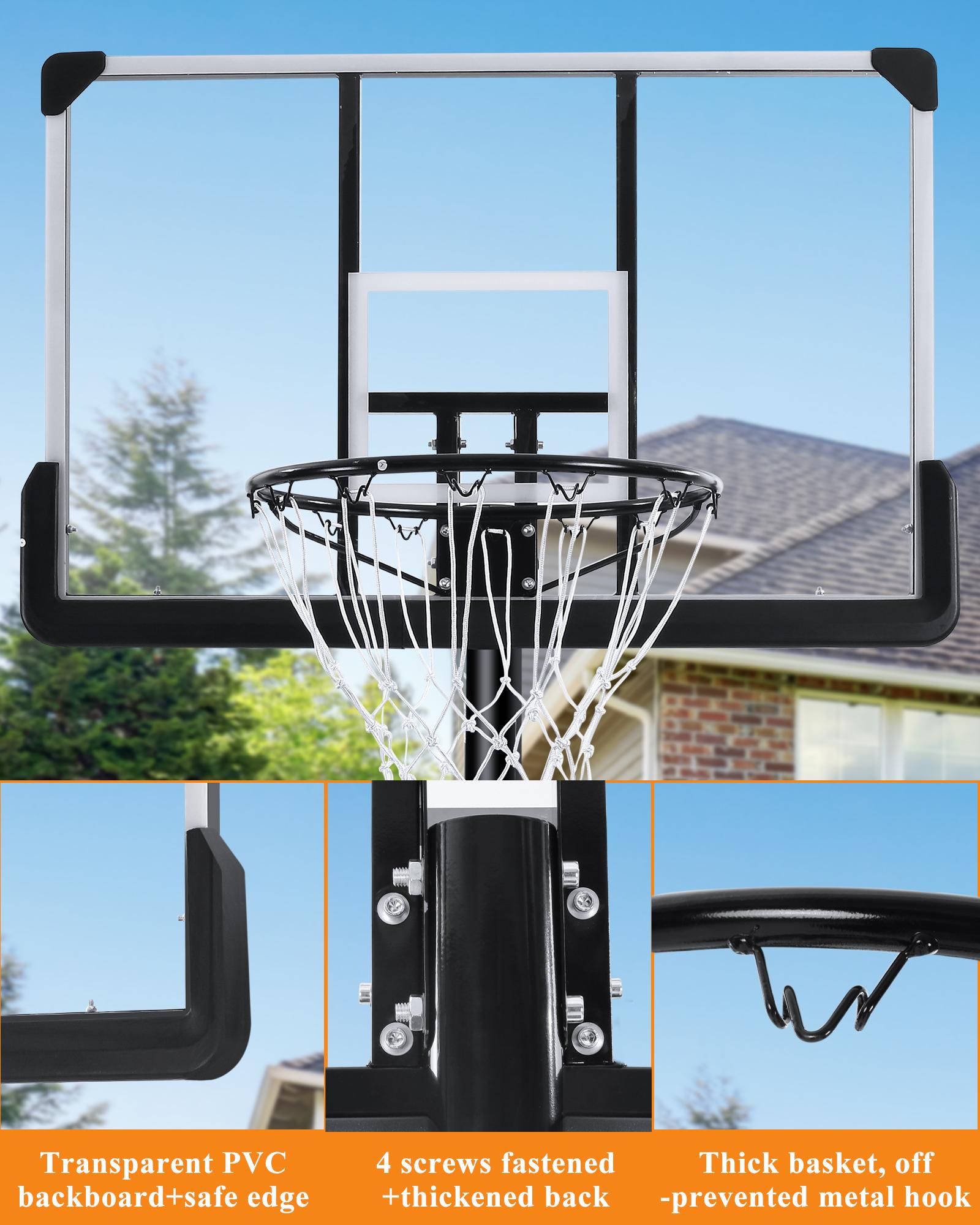 MaxKare Portable Basketball Hoop &amp; Goal Basketball System Basketball Equipment Height Adjustable 7ft 6in-10ft with 44 Inch Indoor Outdoor