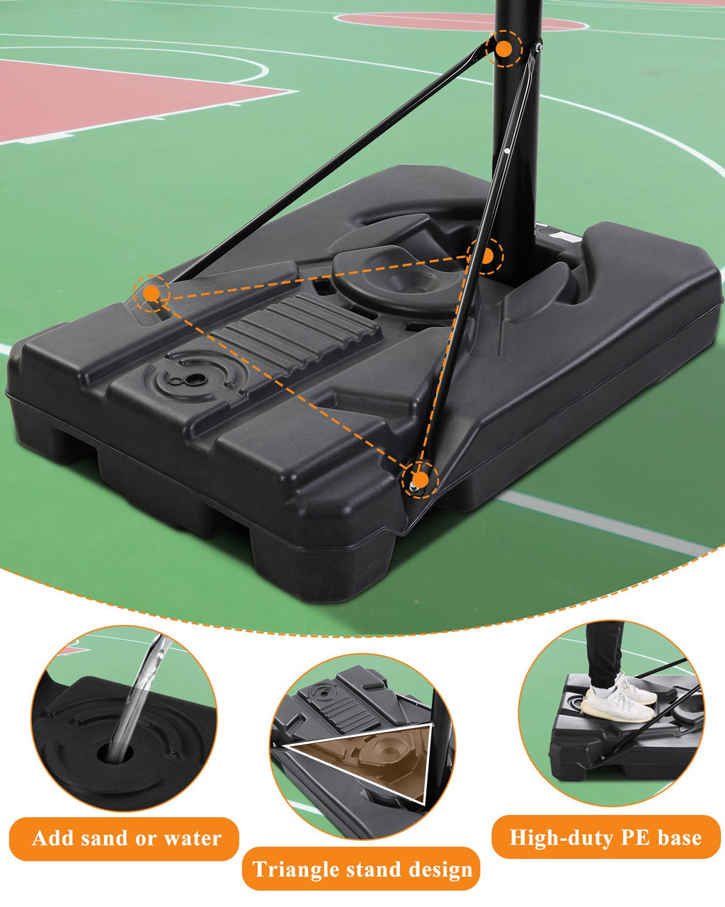 MaxKare Portable Basketball Hoop &amp; Goal Basketball System Basketball Equipment Height Adjustable 7ft 6in-10ft with 44 Inch Indoor Outdoor
