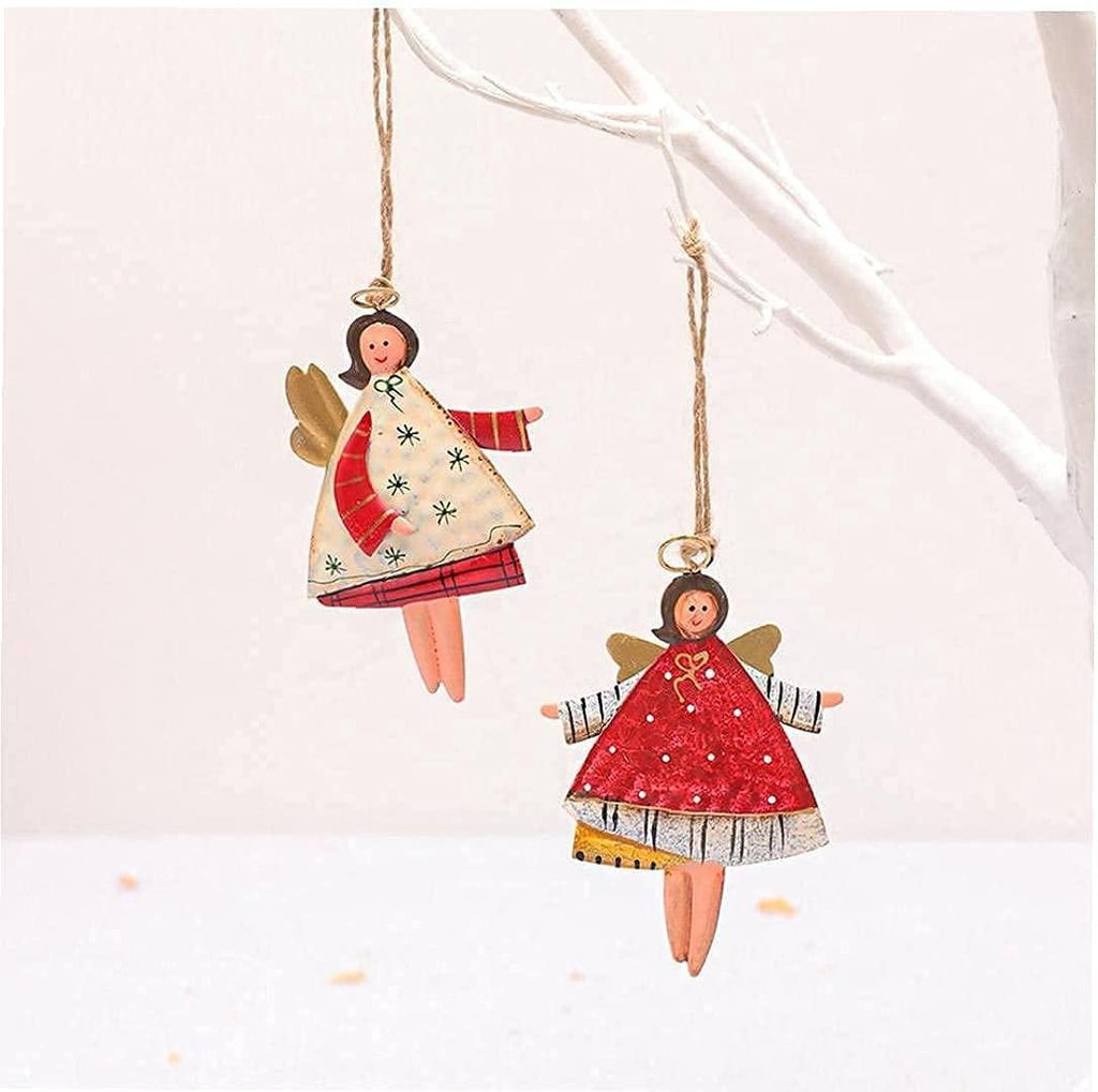 Gaoxueyong Christmas Angel Pendant Metal Christmas Tree Ornaments Christmas Window Hanging Toy Decoration 4Pcs