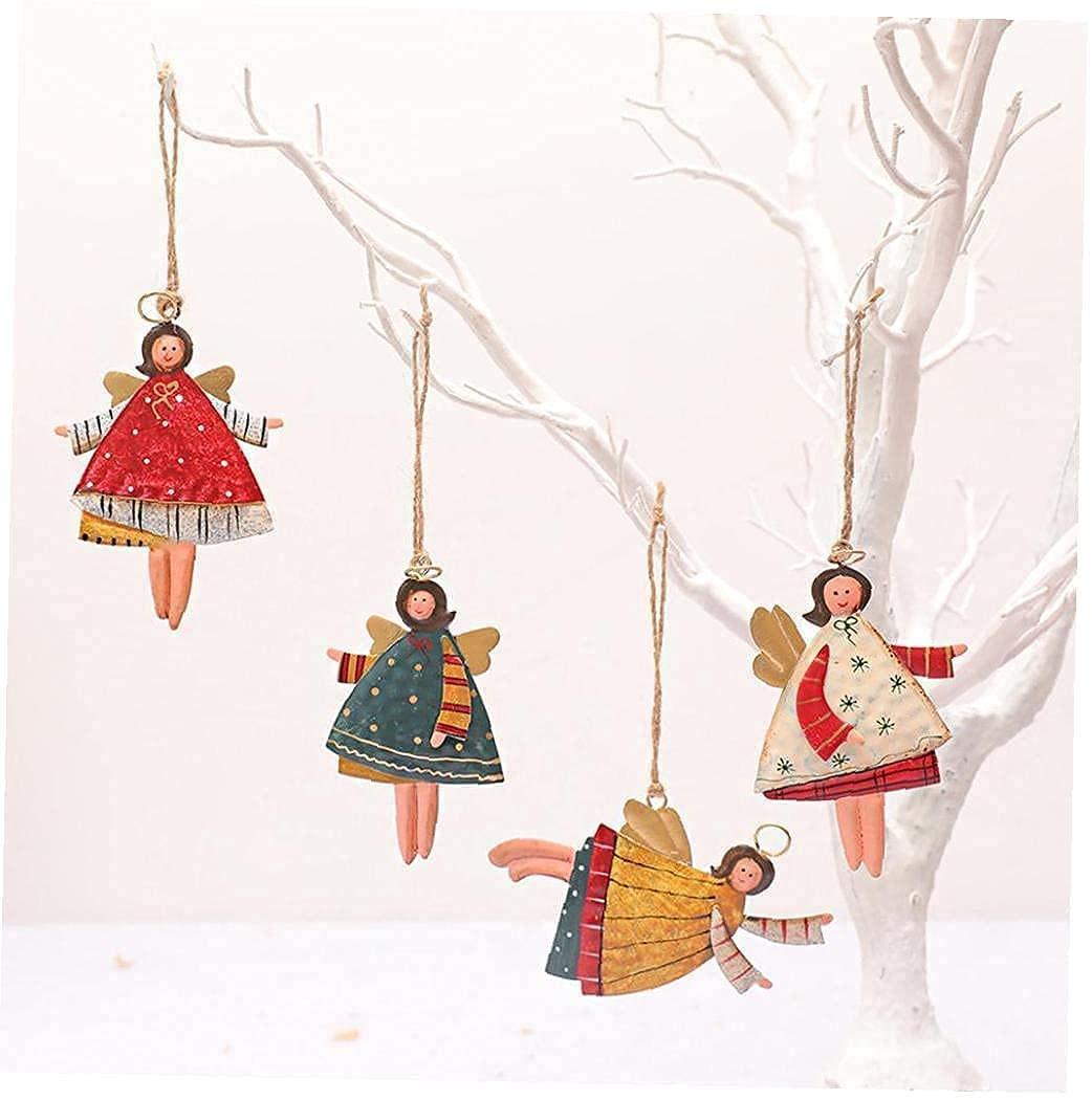 Gaoxueyong Christmas Angel Pendant Metal Christmas Tree Ornaments Christmas Window Hanging Toy Decoration 4Pcs