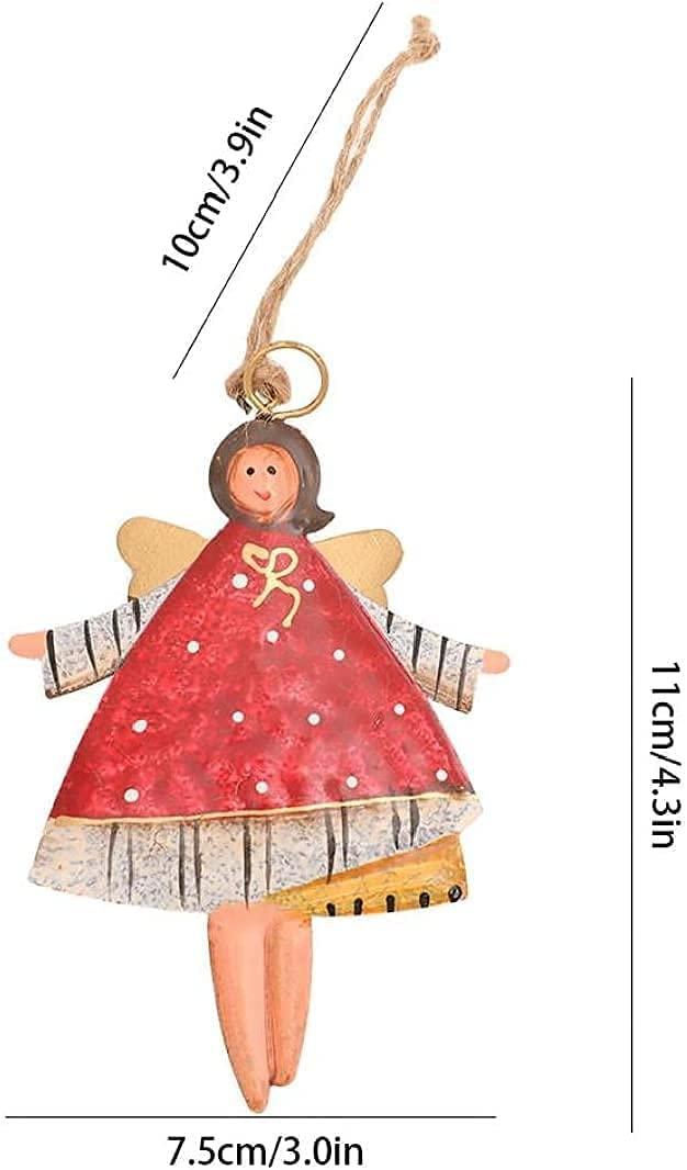 Gaoxueyong Christmas Angel Pendant Metal Christmas Tree Ornaments Christmas Window Hanging Toy Decoration 4Pcs
