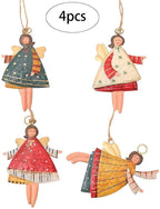 Gaoxueyong Christmas Angel Pendant Metal Christmas Tree Ornaments Christmas Window Hanging Toy Decoration 4Pcs