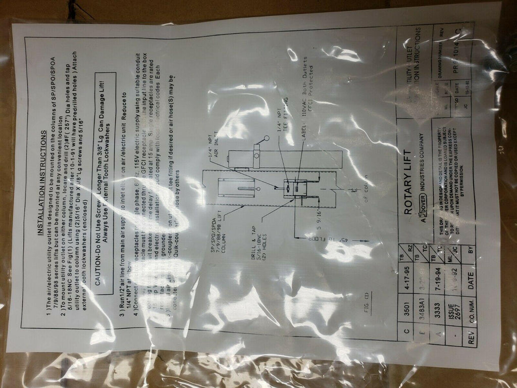Rotary Car Lift Hoist FA5910 Air/Electric Utility Box 2-Post