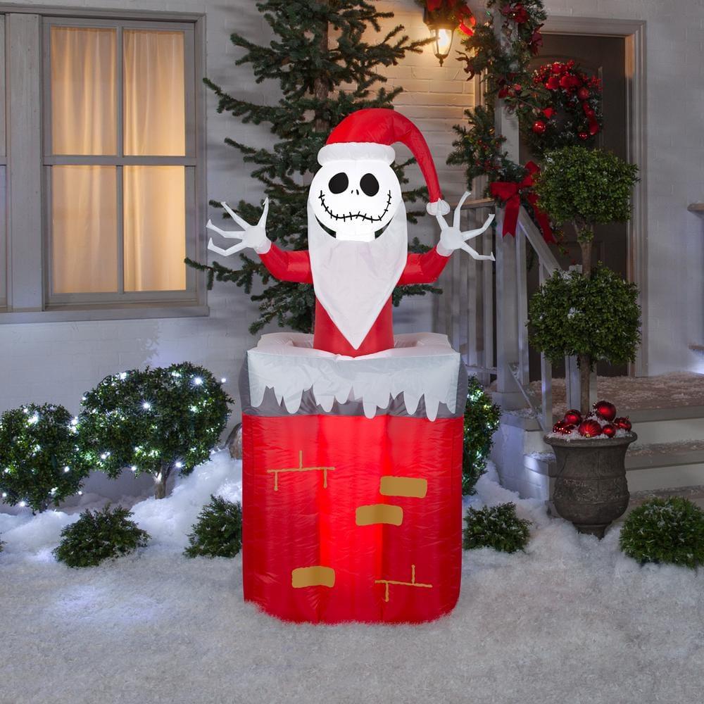 5.5 ft. Tall Animated Airblown-Jack Skellington Popping Out of Chimney-Disney