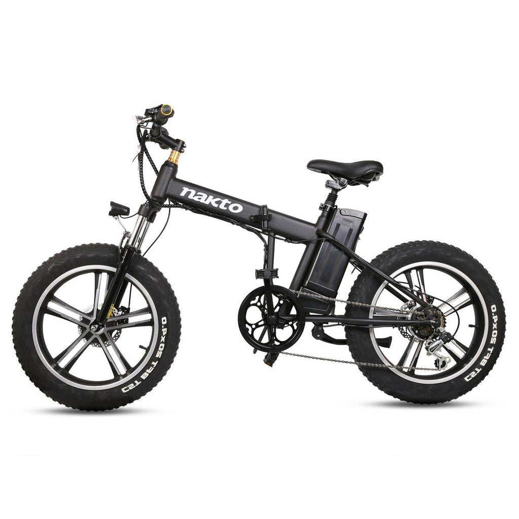 20" Electric Bike Fat Tire Folding Mini Cruiser 350W Brush-Less Motor, 48V 10Ah Lithium-ion Battery,  6 Speed Gears-Black