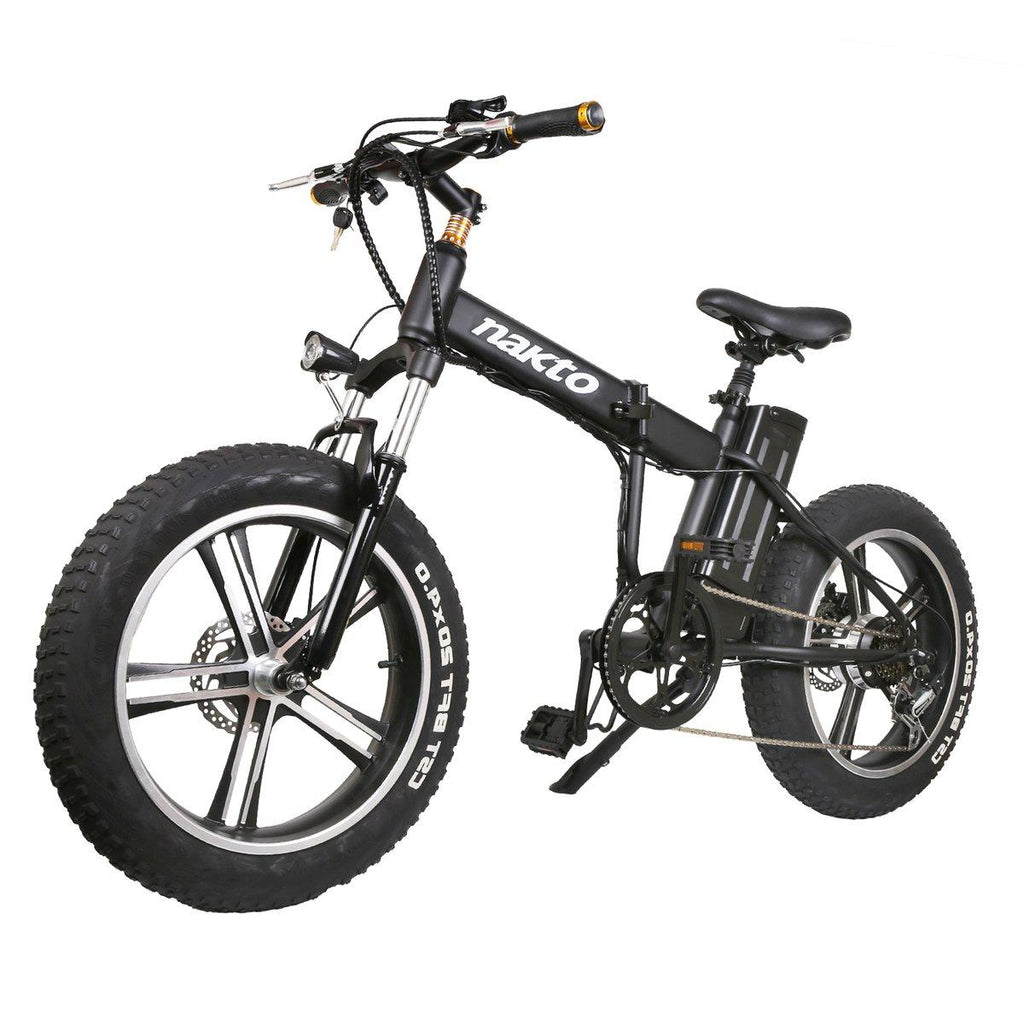 20" Electric Bike Fat Tire Folding Mini Cruiser 350W Brush-Less Motor, 48V 10Ah Lithium-ion Battery,  6 Speed Gears-Black