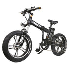 20" Electric Bike Fat Tire Folding Mini Cruiser 350W Brush-Less Motor, 48V 10Ah Lithium-ion Battery,  6 Speed Gears-Black