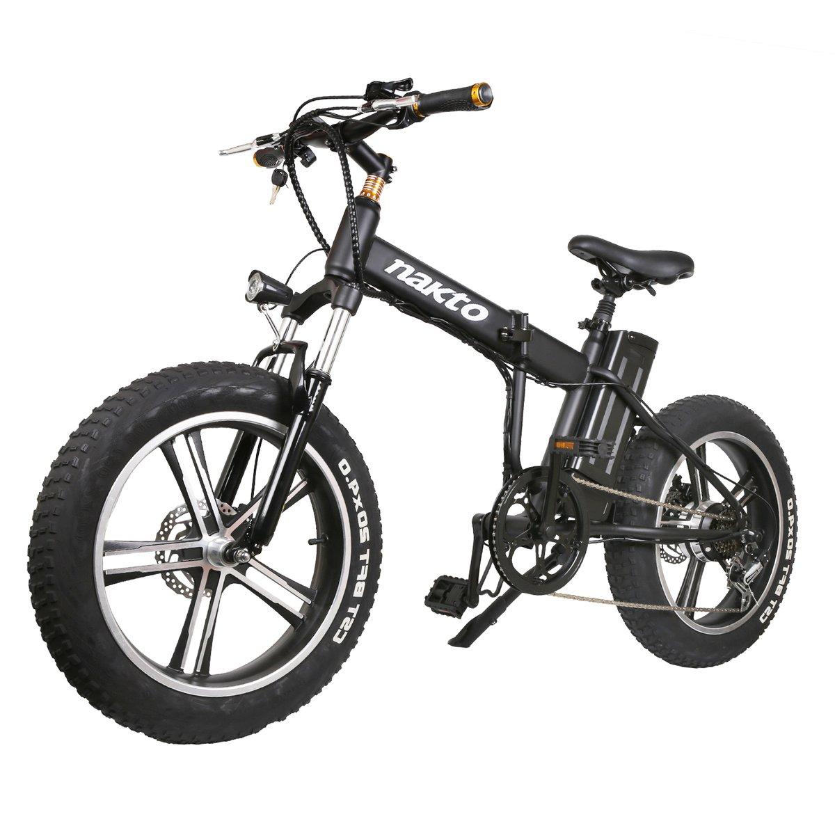 20" Electric Bike Fat Tire Folding Mini Cruiser 350W Brush-Less Motor, 48V 10Ah Lithium-ion Battery,  6 Speed Gears-Black