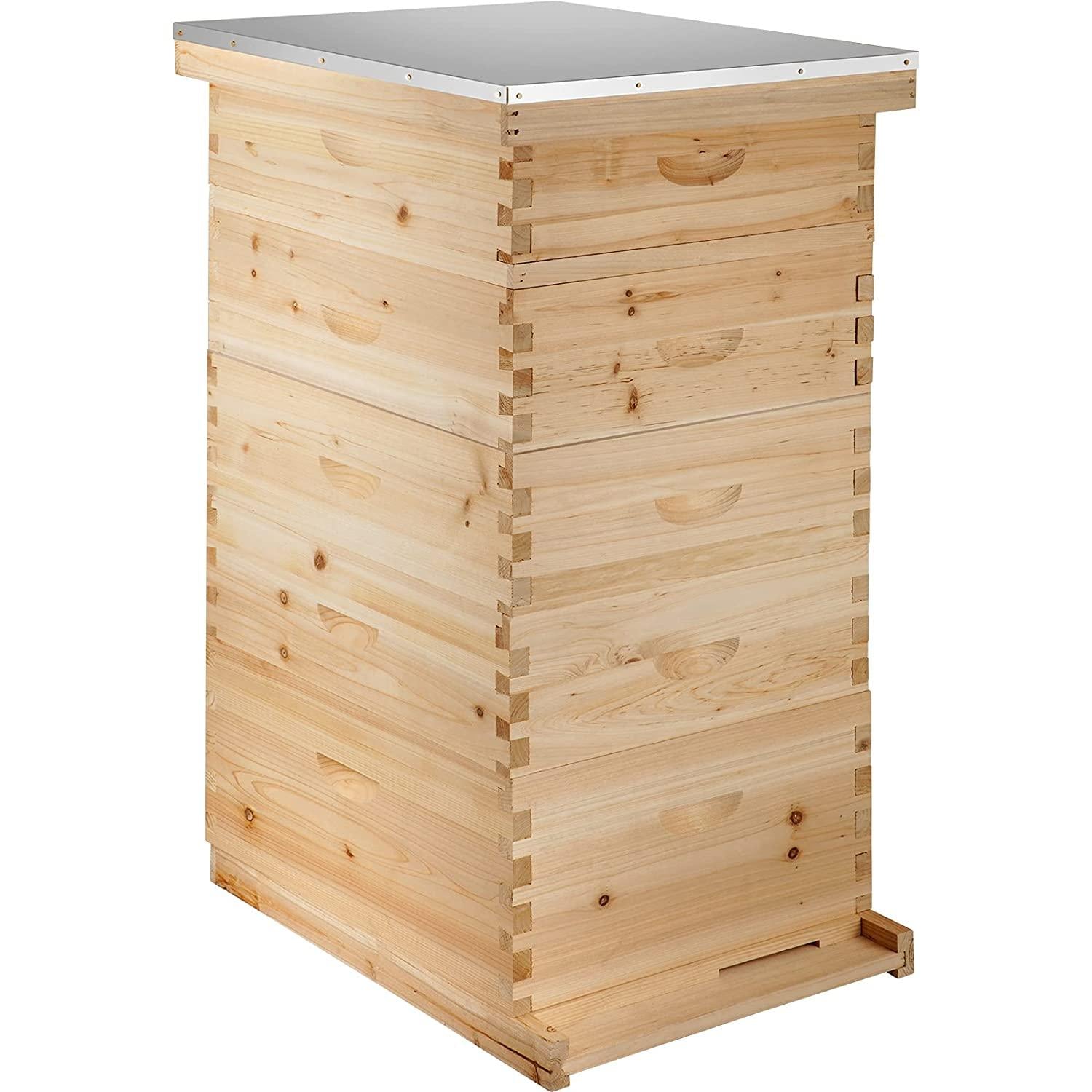 happybuy 5 boxes 10-frame bee hive 1 deep and 4 medium box beehive frames langstroth beehive box kit frames not included