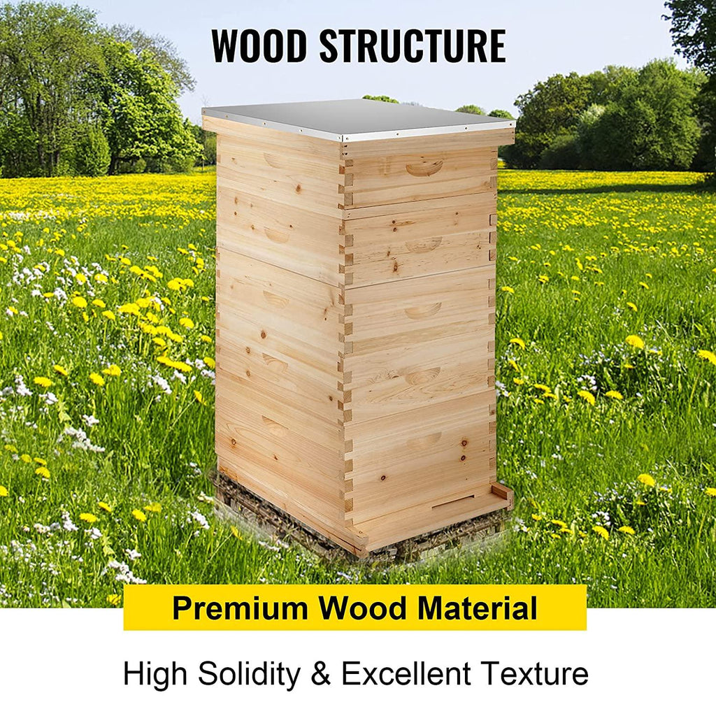 happybuy 5 boxes 10-frame bee hive 1 deep and 4 medium box beehive frames langstroth beehive box kit frames not included