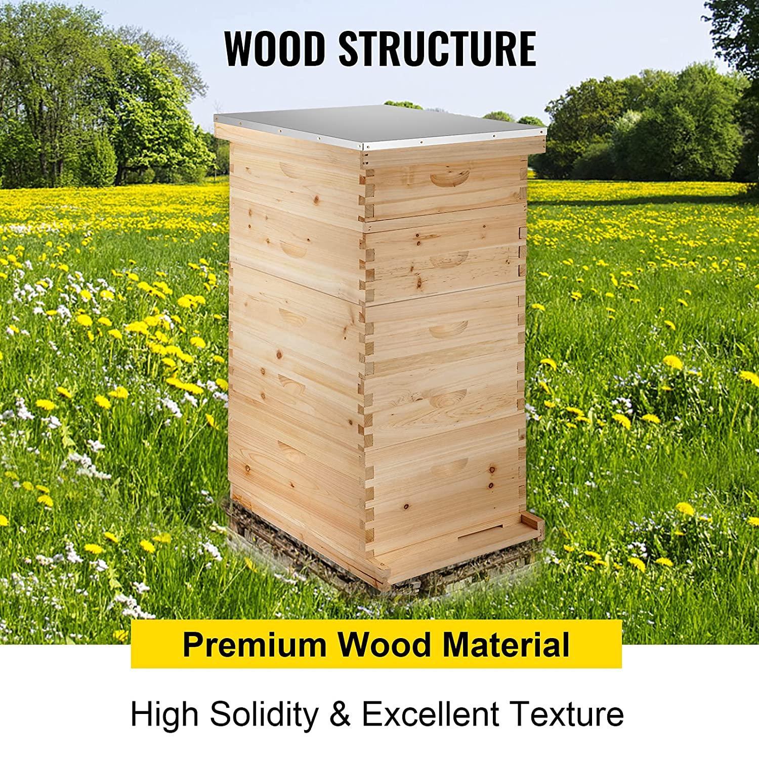 happybuy 5 boxes 10-frame bee hive 1 deep and 4 medium box beehive frames langstroth beehive box kit frames not included
