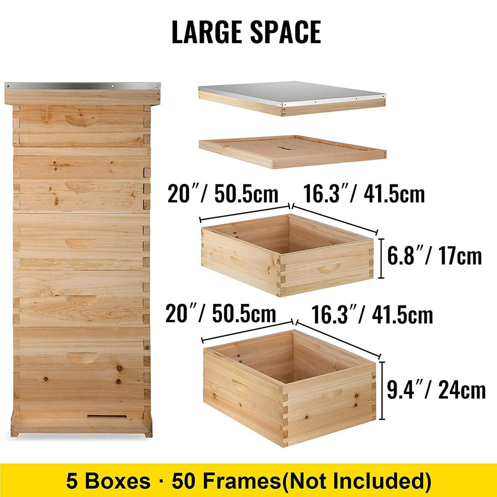 happybuy 5 boxes 10-frame bee hive 1 deep and 4 medium box beehive frames langstroth beehive box kit frames not included