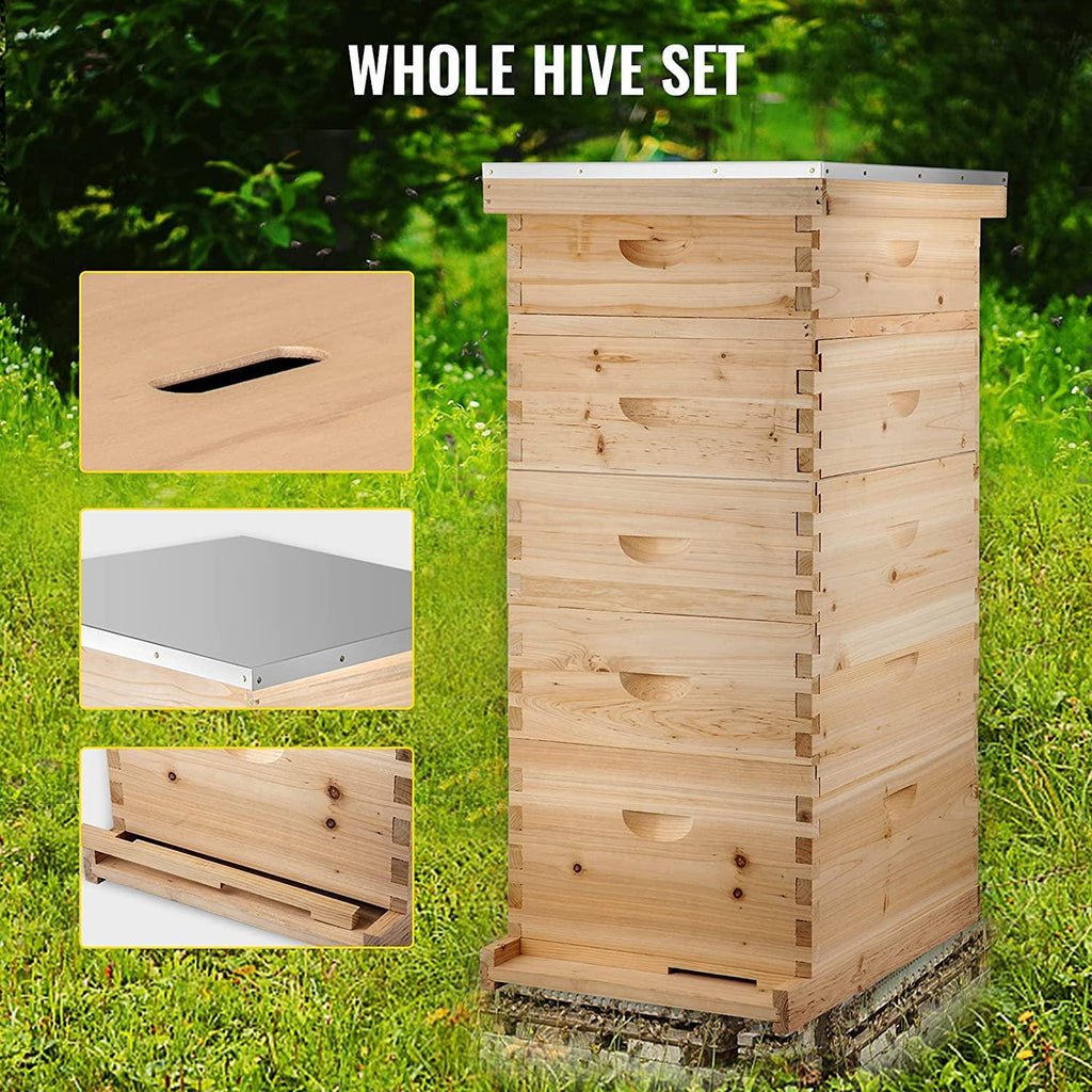 happybuy 5 boxes 10-frame bee hive 1 deep and 4 medium box beehive frames langstroth beehive box kit frames not included