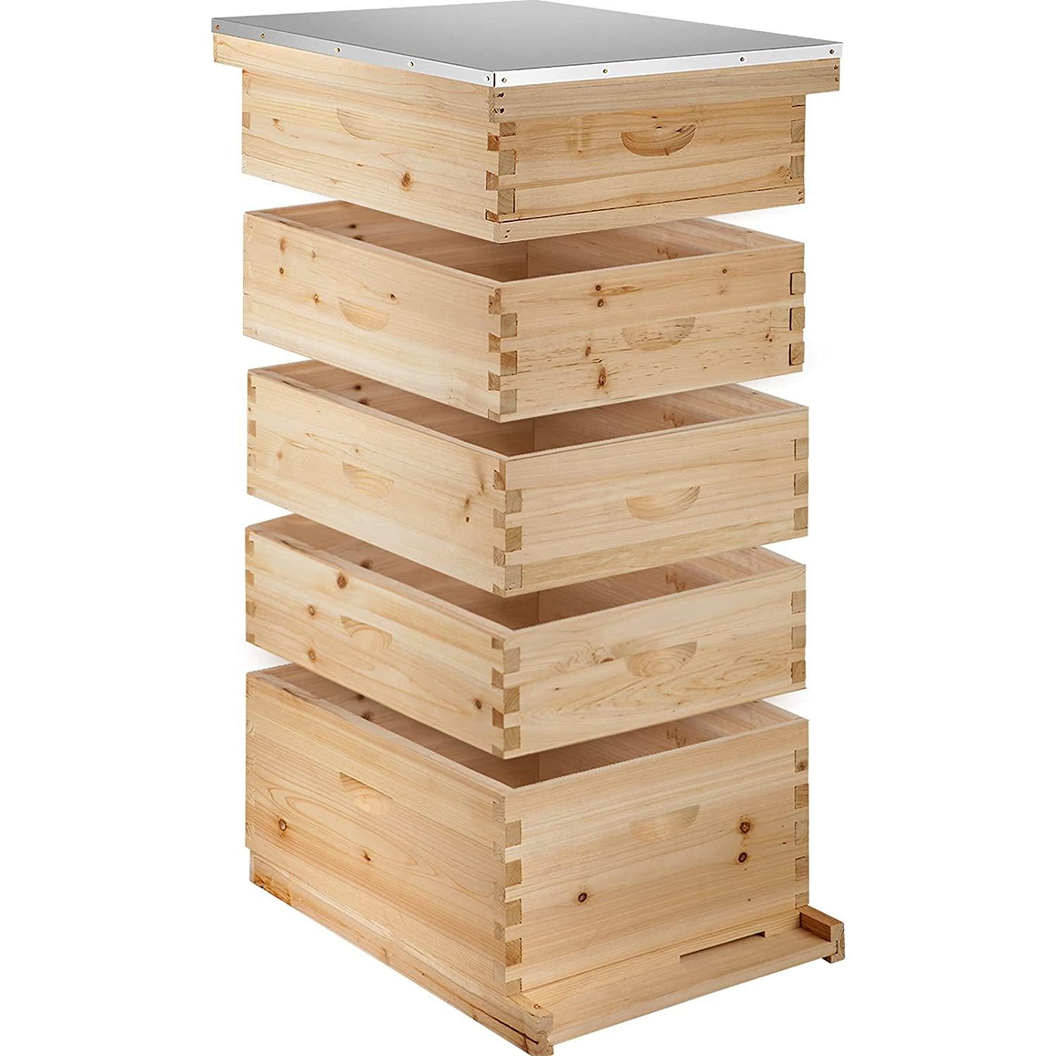 happybuy 5 boxes 10-frame bee hive 1 deep and 4 medium box beehive frames langstroth beehive box kit frames not included