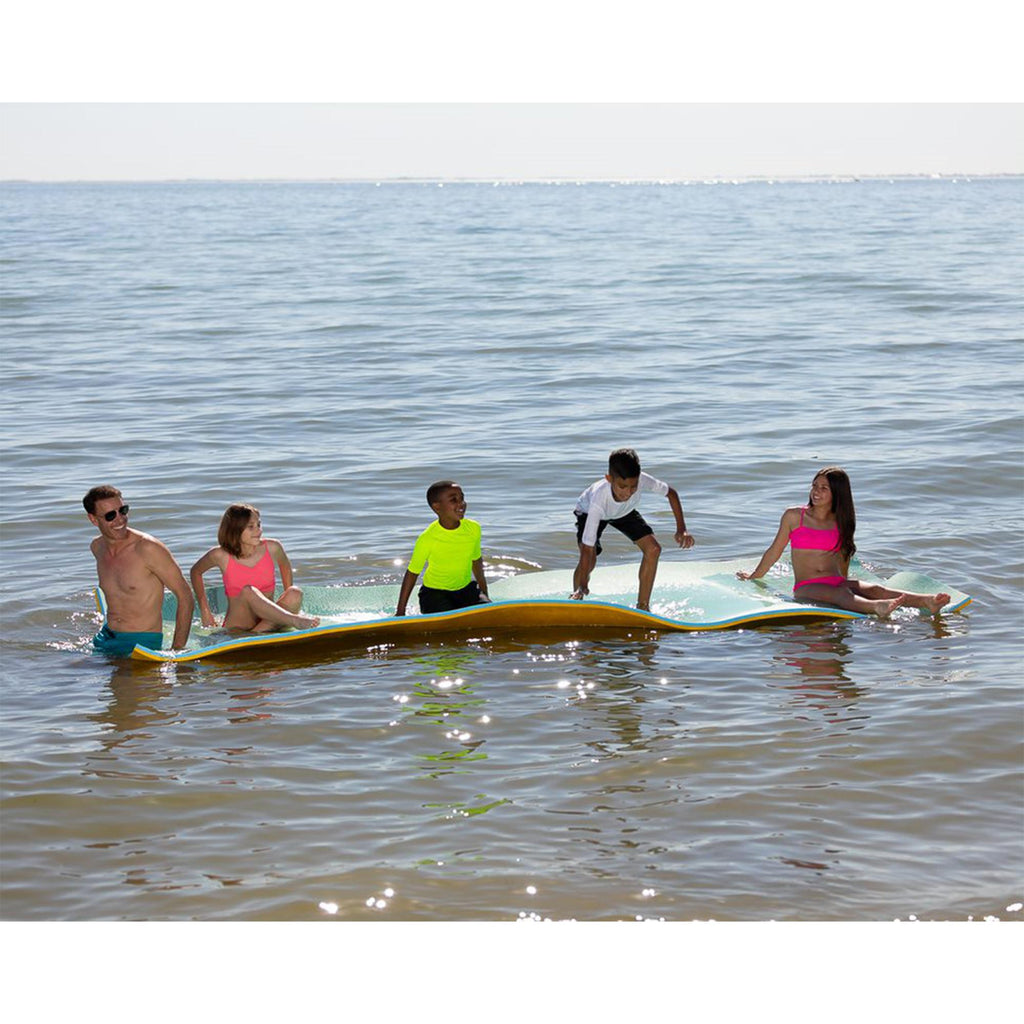 Flote Pad GEN512 Original Flote Pad 5 x 12 Foot Floating Foam Family Water Playground Island Mat w/ Storage Straps for Lake &amp;