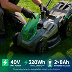 21" Cordless Lawn Mower, 40V Electric Mower with 2×8.0Ah Batteries &amp; Charger, 8-Position Height Adjustment, 60L Grass Bag, 3-in-1 Mulching, Bagging &amp; Rear Discharfor Medium, LarYards